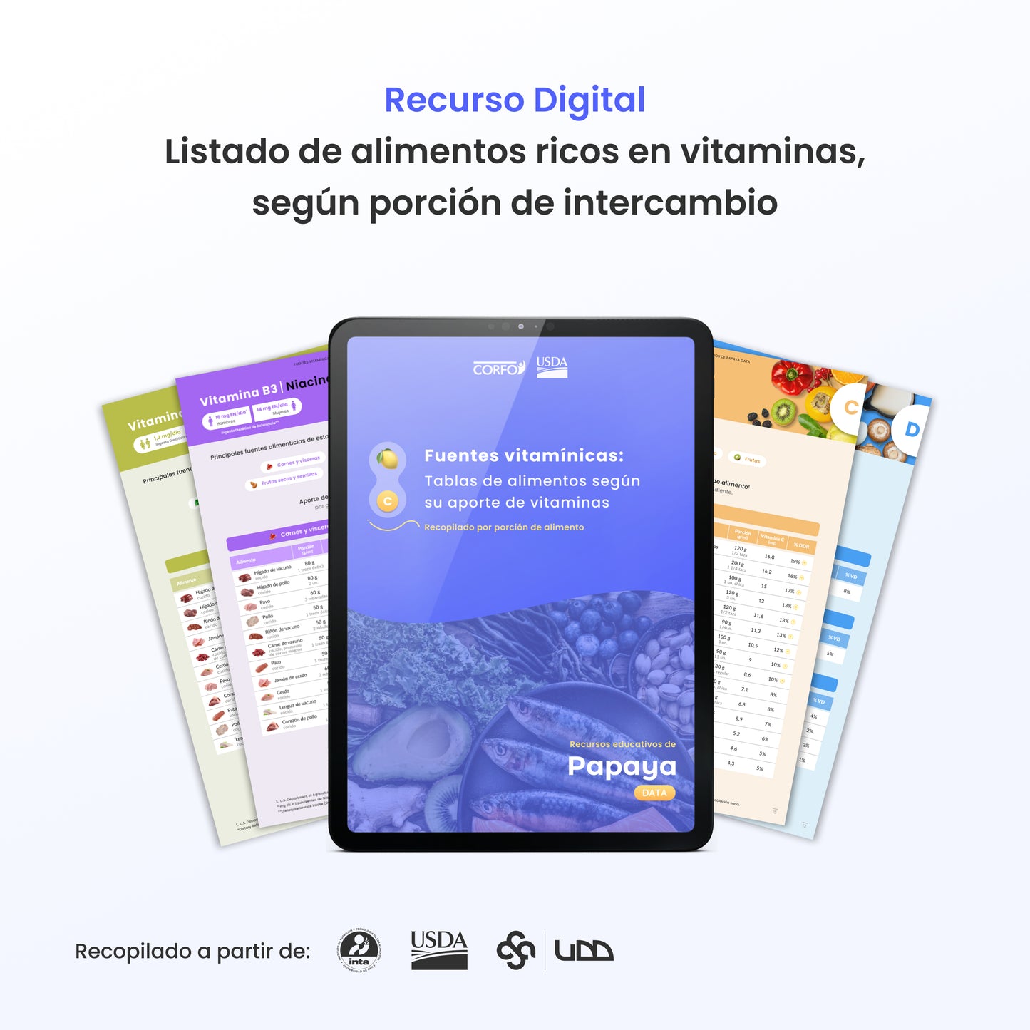 [PDF] Fuentes Vitamínicas | Tablas de alimentos por porción 🥗🍎✨